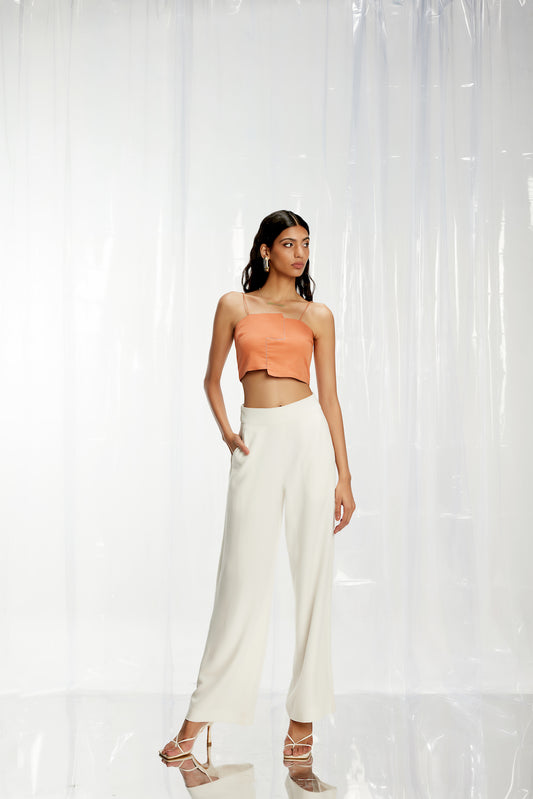 Powder White Wide Leg Pants