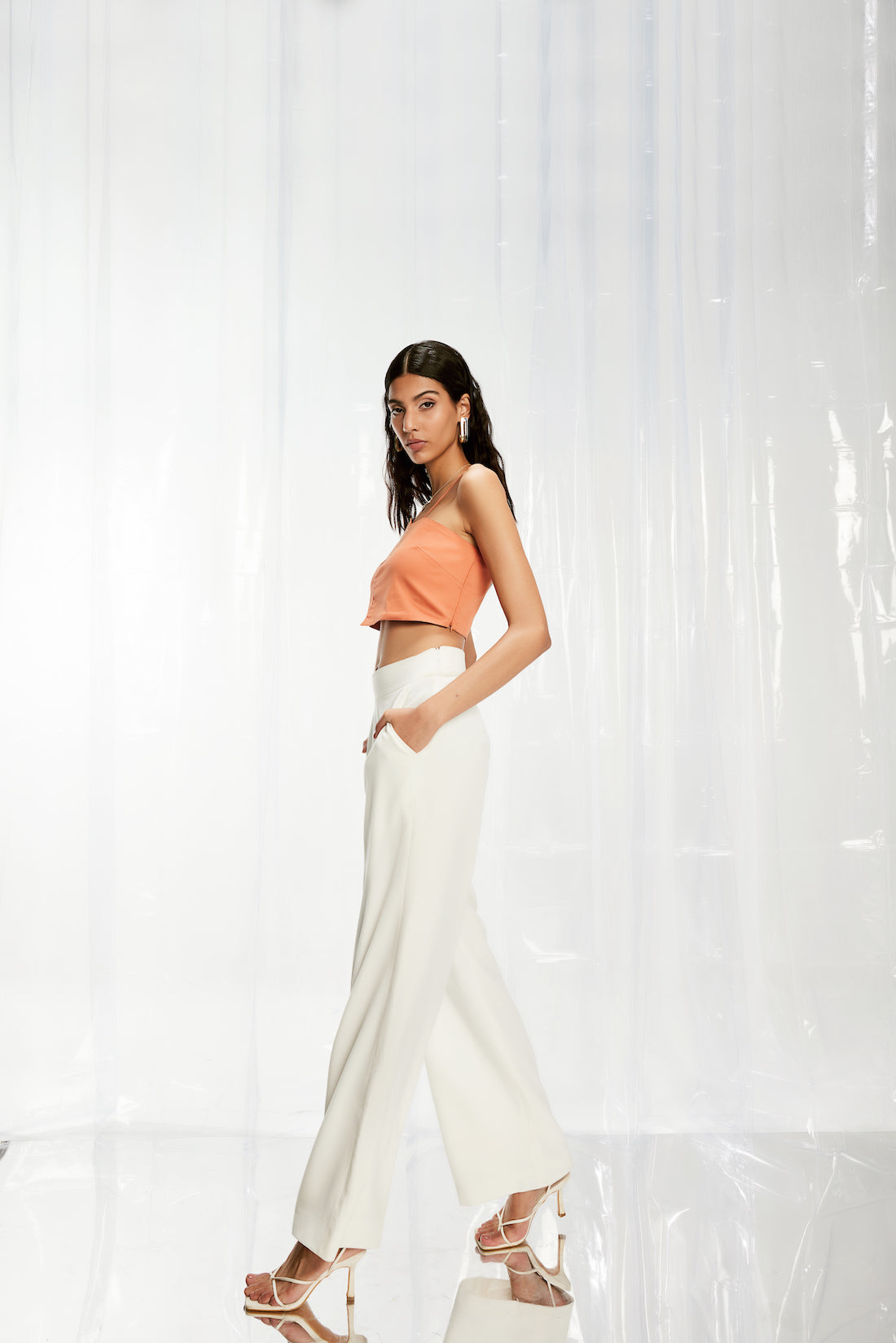 Powder White Wide Leg Pants