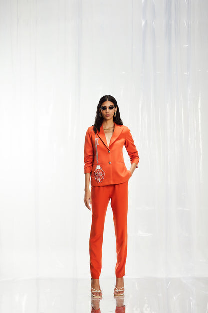 Statement Tailored Tangerine Embroidered Blazer