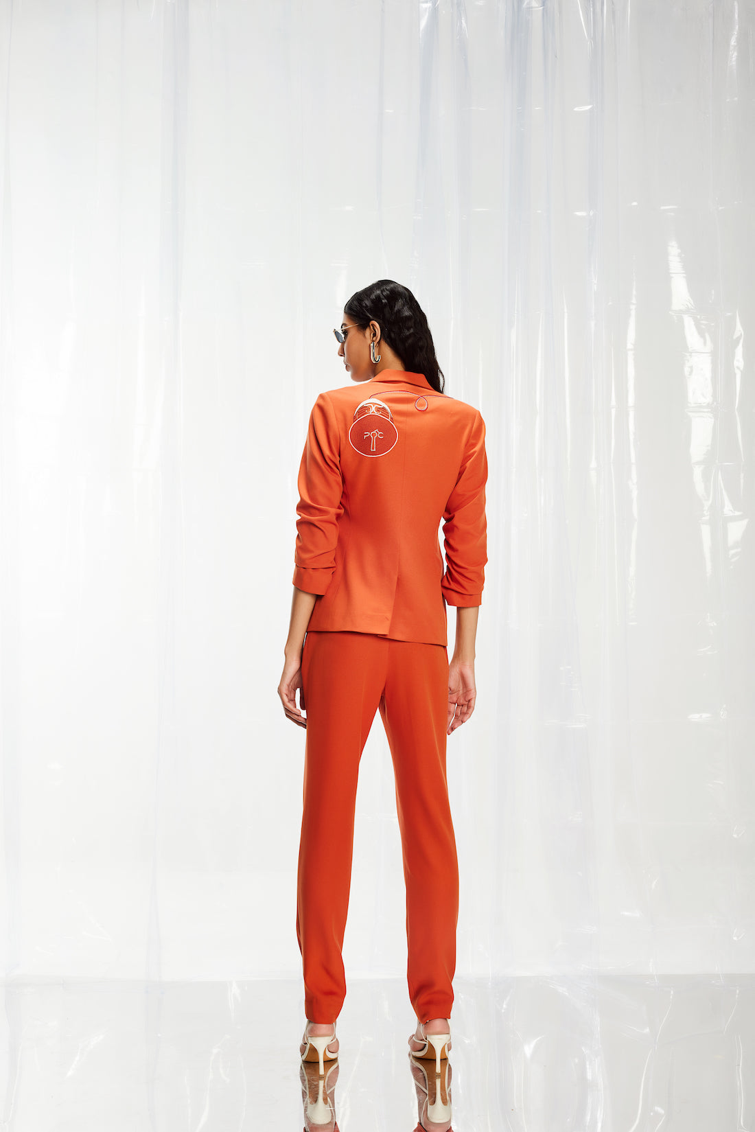 Statement Tailored Tangerine Embroidered Blazer